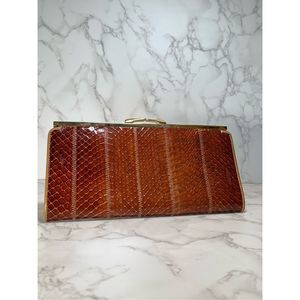 Vintage Brown Snakeskin Clasp Wallet